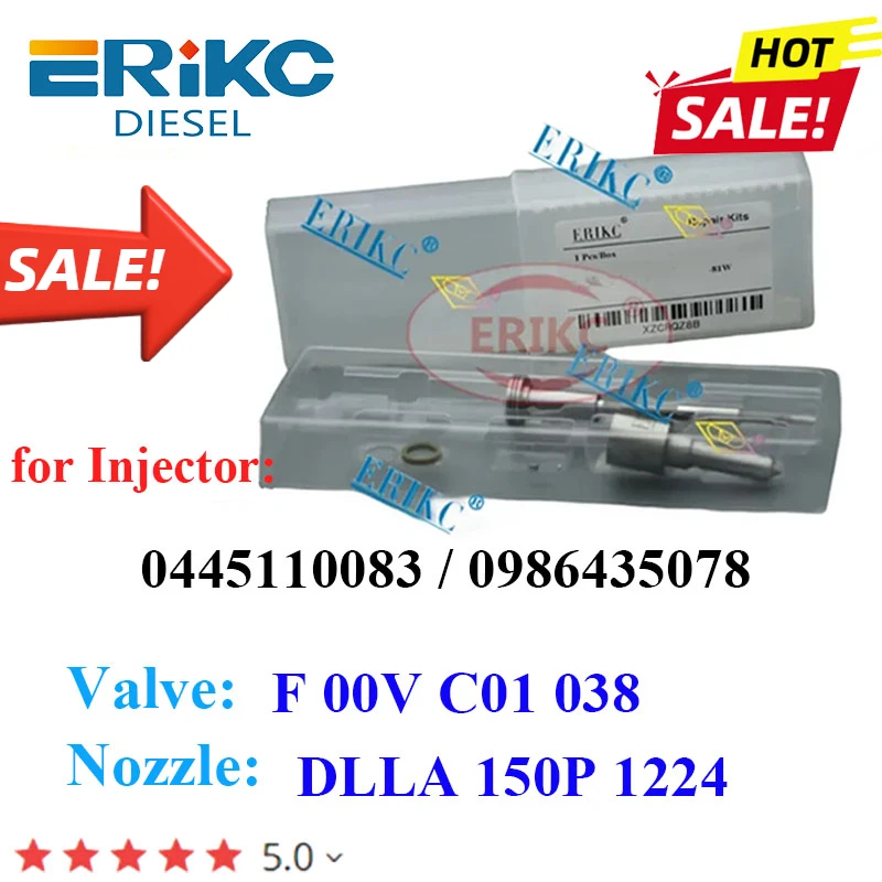 

0445110083 0986435078 Injector Kit F00zc99030 Nozzle DLLA150P1224 Control Valve F00VC01038 for Bosch FIAT Opel Suzuki VAUXHALL