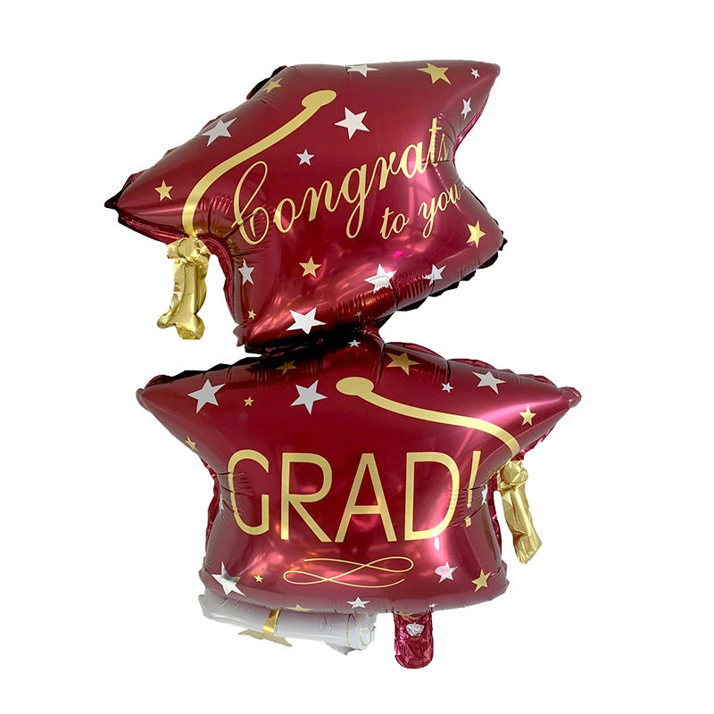 Giant Graduation Balloons 2023 Congrats Grad Foil Balloon Graduation Cap Cake Toppers For School Graduation Ceremony Party Decor
