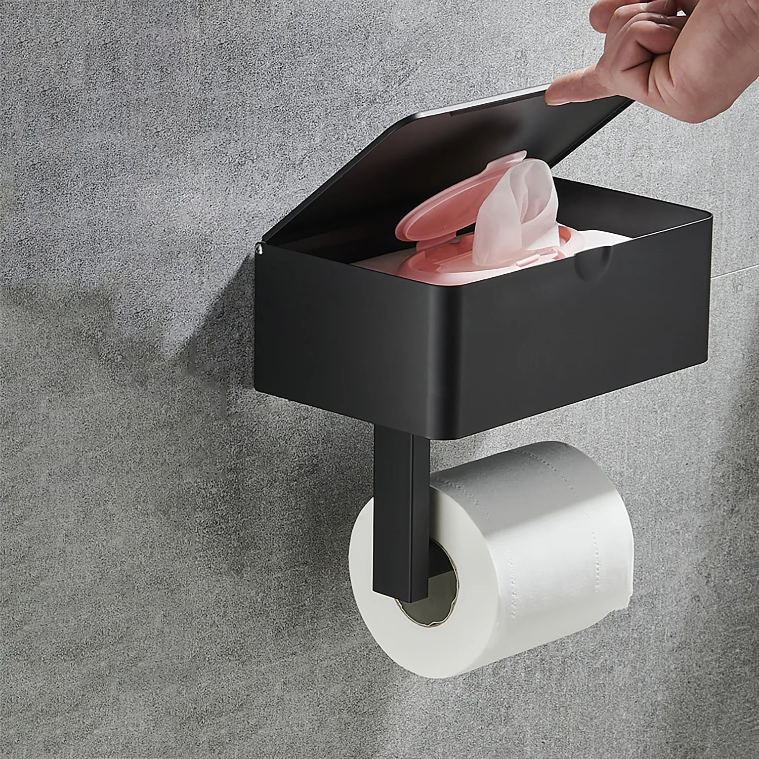 

Modern Design Punch-Free Creative Waterproof Tissue And Toilet Paper Box Bathroom Roll Paper Holder And Storage Rack