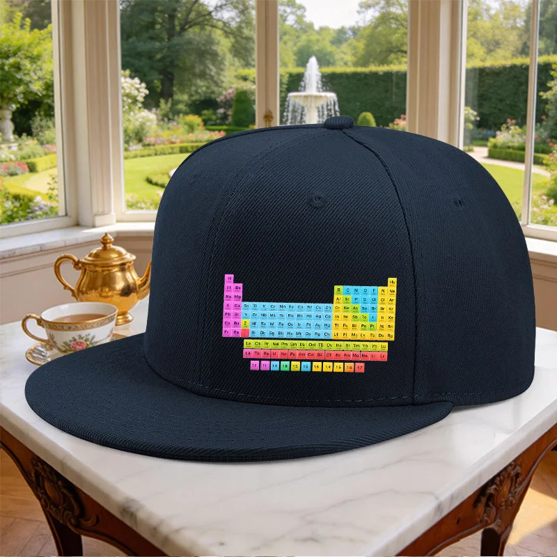 Periodic Table Print Snapback Cap Unisex Adjustable Outdoor Sports Hat for Science Enthusiasts