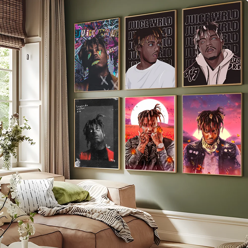 Juice Wrld Movie Sticky Posters Whitepaper Sticker DIY Room Bar Cafe Posters Wall Stickers