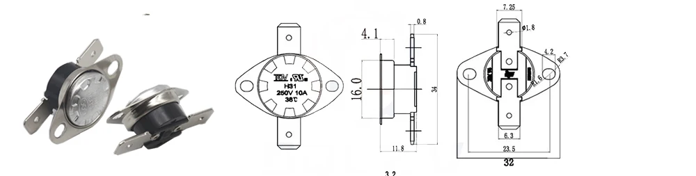 【10-2PCS】Normal Close Open Thermostat Switch 45 50 55 60 65 70 75 80 85 90 95 100 105 - 135 ℃ Temperature Sensor Switch KSD301