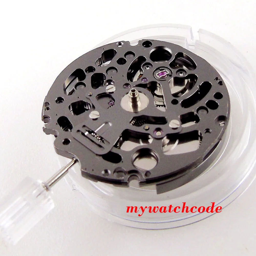 TMI Genuine NH72A Mechanical Watch Movement Stem Skeleton Face 21600bph NH70A SKX Watch Parts Accessories Mechanism