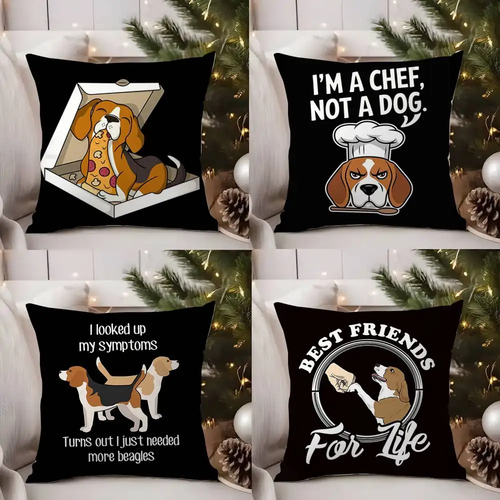 Love My Beagle Dogs Pillow Case Sofa Living Room Bedroom Double-sided Printing Square Cushion Nap Time Cushion Cover