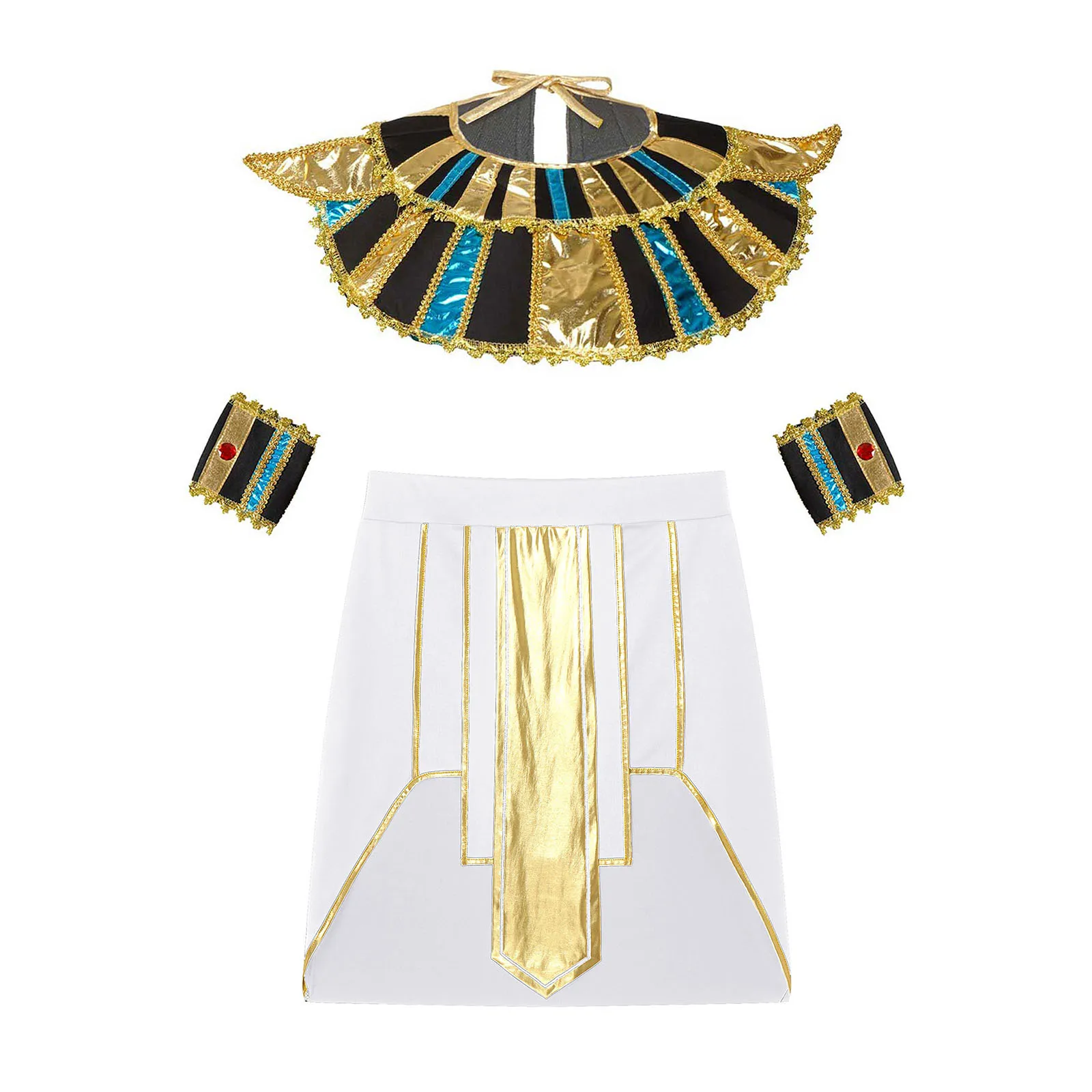 Ancient Pharaoh Egypt King Egyptian Cleopatra Queen Costume Set for Mens Womes Halloween Cosplay Priest Ancient Egypt Clothing