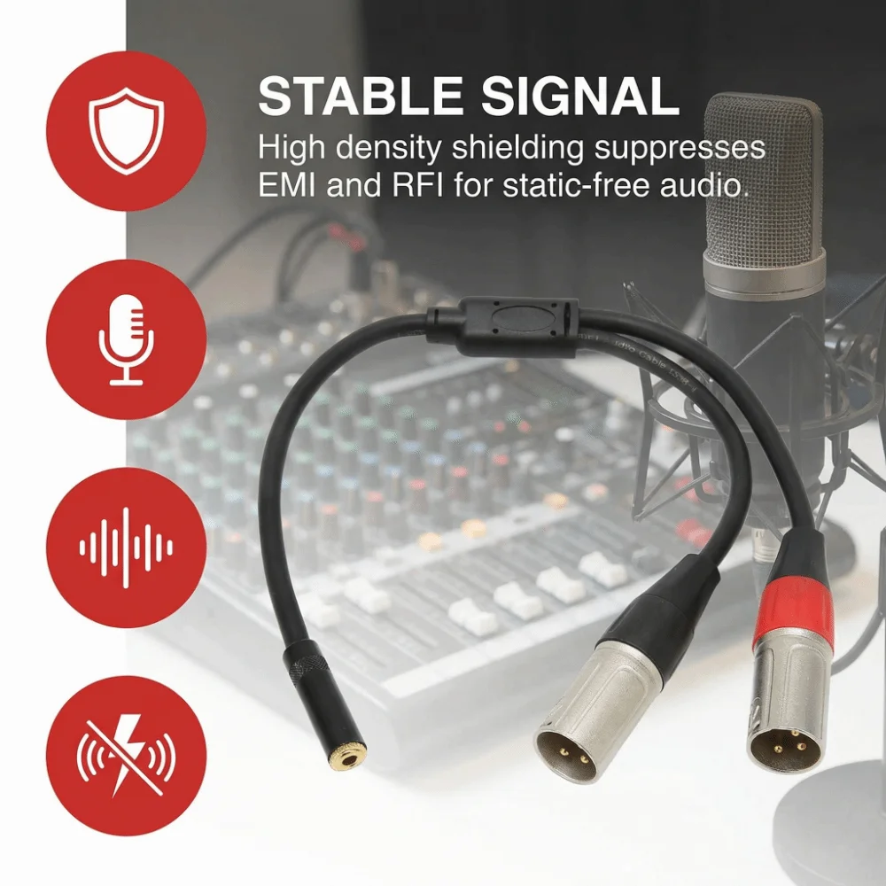 

Professional 3.5mm 1/8 to XLR Microphone Cable Plug and Play 1.0ft Balanced Dual XLR Male to 3.5mm Female
