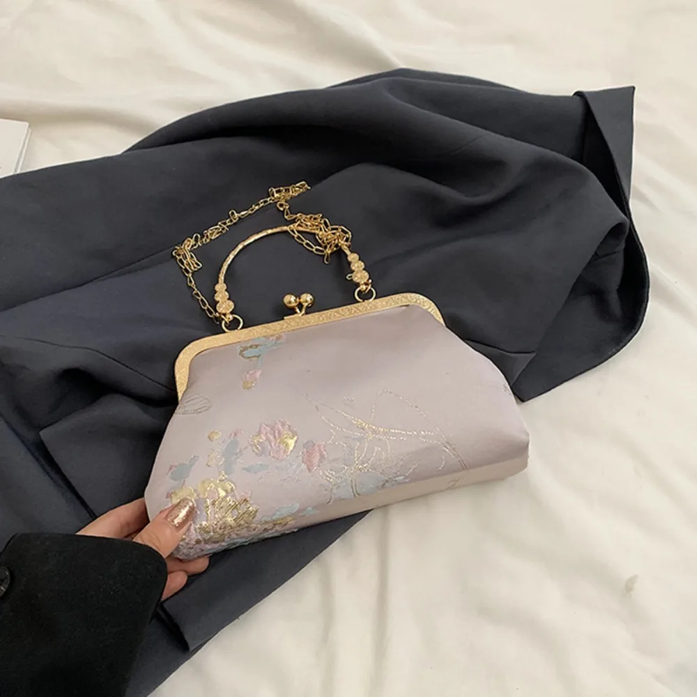 Sluiting Frame Borduren Chinese Stijl Handtas Luxe Portemonnee Hanfu Shell Handtas Grote Capaciteit Polyester