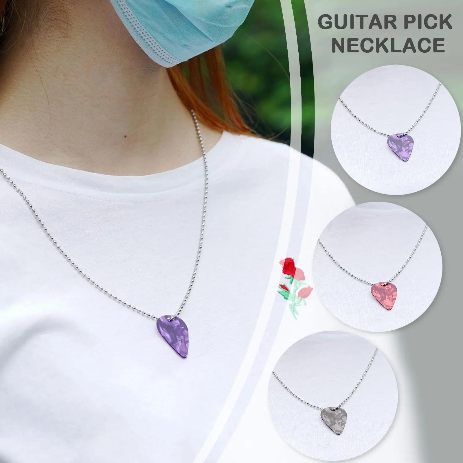 New Unique Guitar Pick Necklace for Men Boys, Stainless Steel Guitar Picks Pendant Collar to Music-lovers Gifts Jewelry