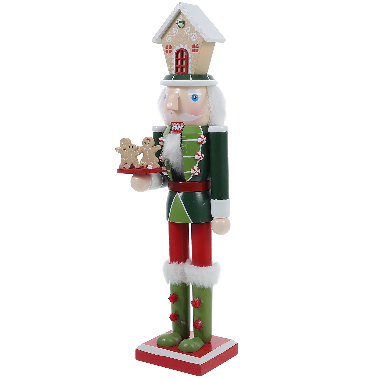 

Wooden Gingerbread Nutcracker Figurine Handcrafted Desktop Decoration Christmas Gift Holiday Ornament Festive Home Decor