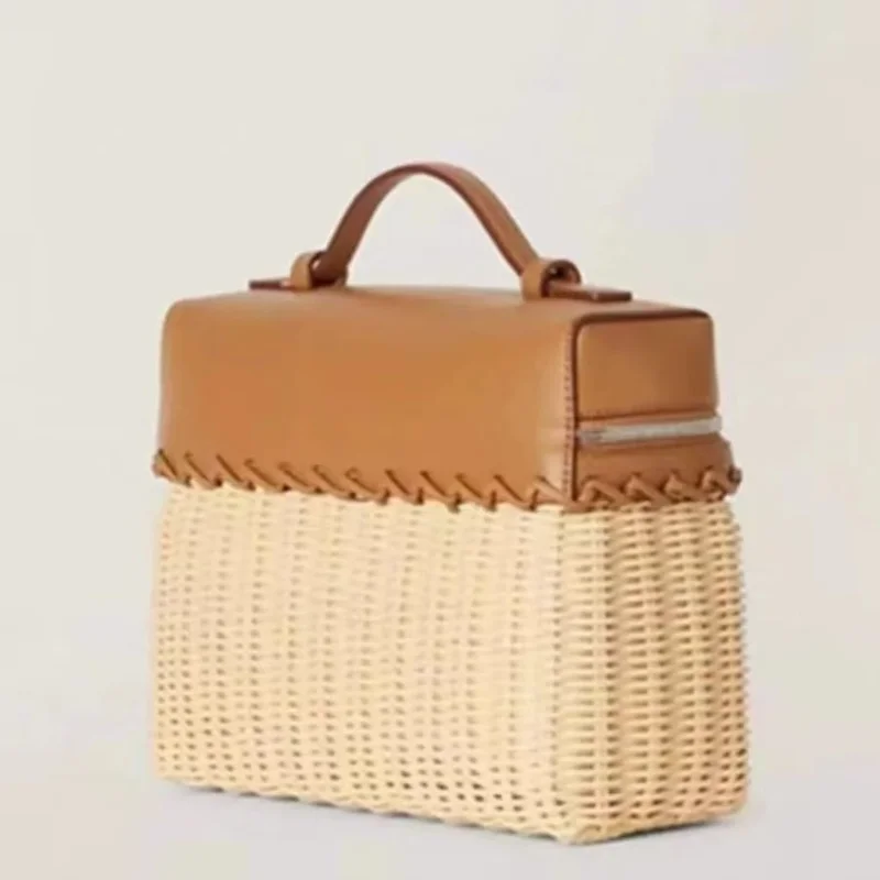 2025 Rattan Woven Montage Women Handbags Eco-Friendly Summer Vintage Rattan Bag Handmade Kintted Woven Crossbody Bag Flap Purses