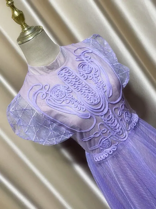 2025, modisches gewebtes dreidimensionales grafisches langes Kleid für Damen, fliegende Ärmel, Ballkleid, Gaze-Mesh-Kleid, Party