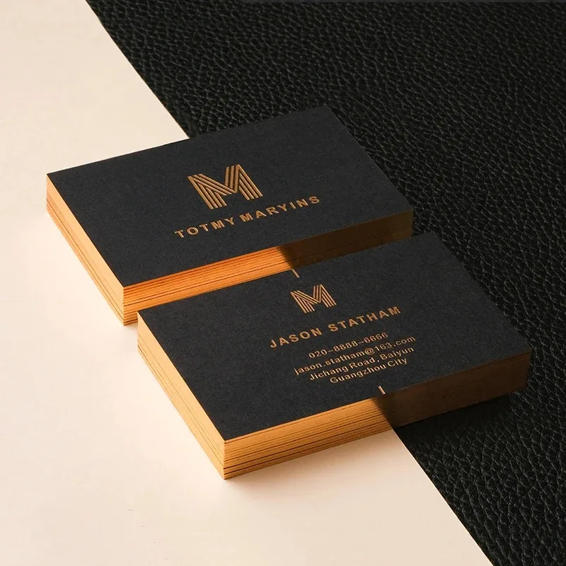 100PCS Customized Business Card High-end Gold foil Double-sided Printing Business Card 500G Paper 90*54MM