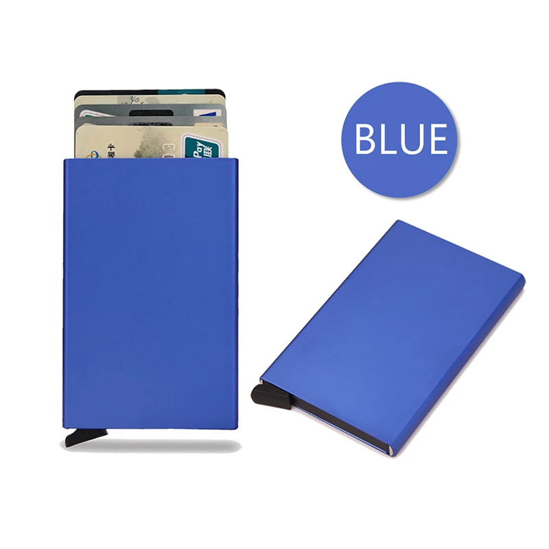 Rfid Smart Wallet Kaarthouder Metaal Dun Slanke Heren Dames Portefeuilles Pop-up Minimalistische Portemonnee Kleine Zwarte Portemonnee Portemonnees voor Heren
