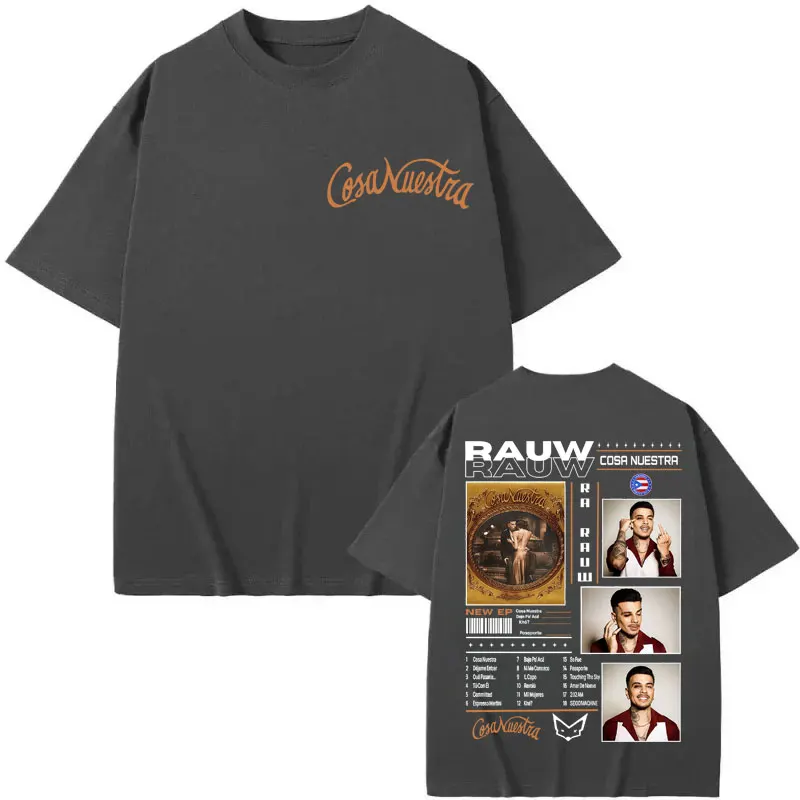 Rapper Rauw Alejandro Cosa Nuestra Merch T Shirt Men Women Clothing Fashion Hip Hop T-shirt Summer High Quality Cotton T-shirts
