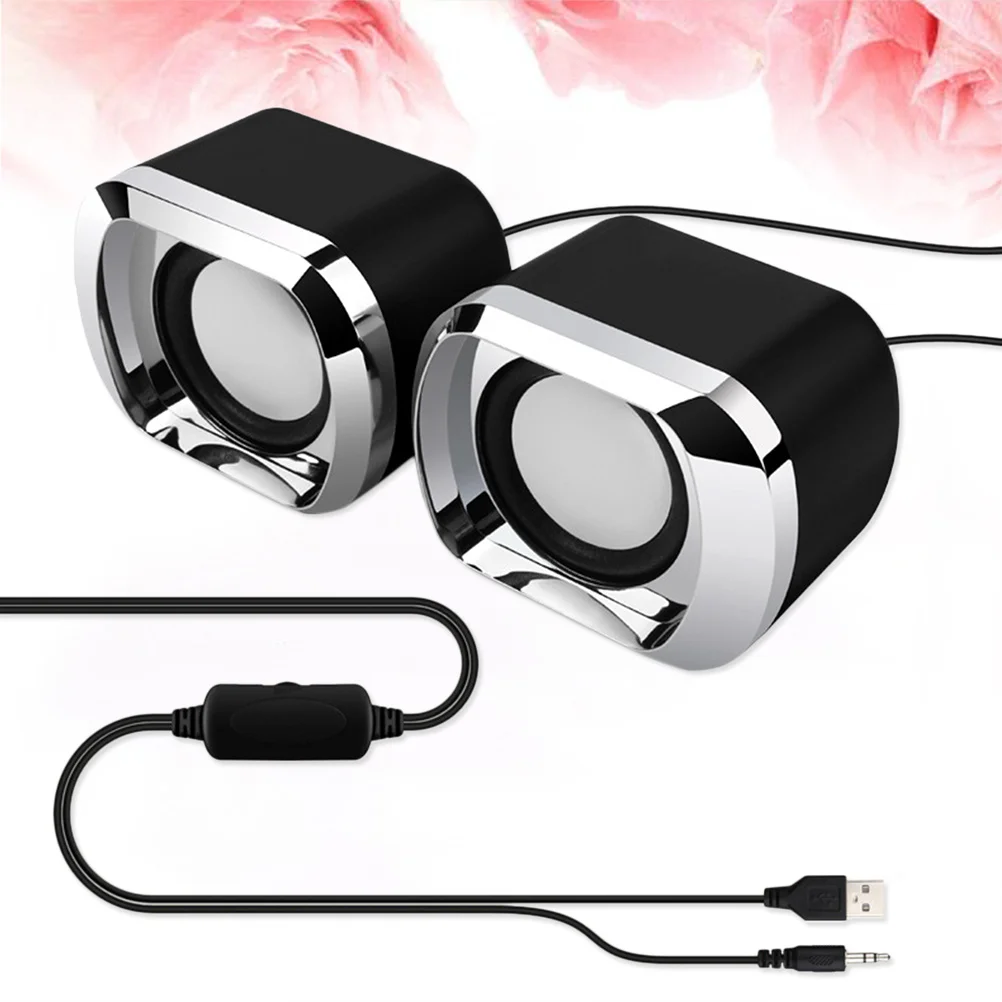 

2Pcs Mini USB Portable Wired Computer Speakers Black Multimedia Sound Box for Laptop Desktop Stereo Sound USB