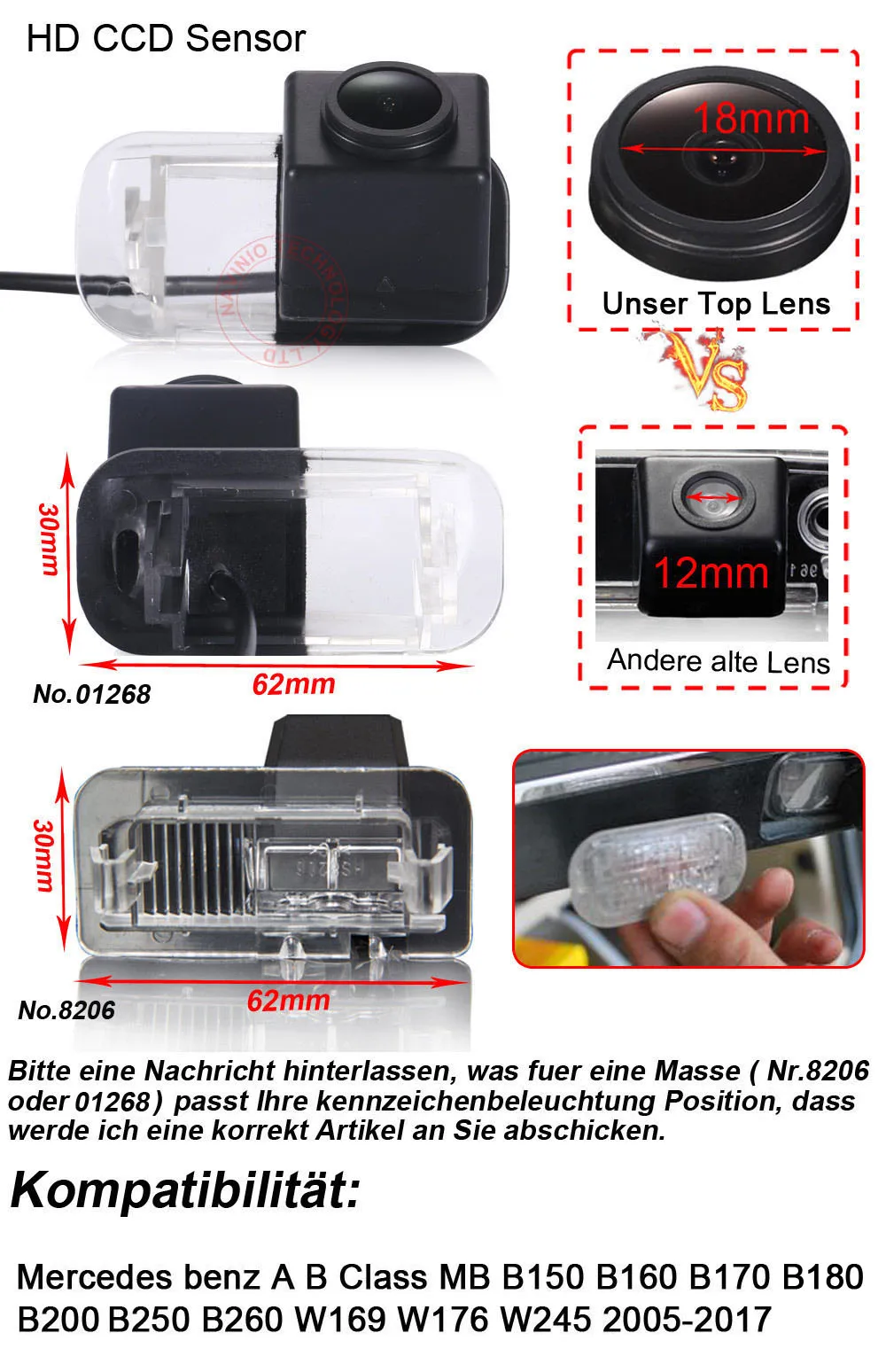 HD Car Rear View Parking Camera For Mercedes -Benz A B Class MB B150 B160 B170 B200 B250 B260 W169 W176 W245 2005-2017 NTSC