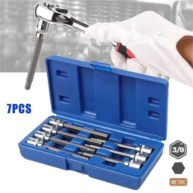 Allen Key Socket Bit Conjunto com Estojo de Armazenamento Drive Extra Long Adaptador de Impacto Ferramentas Manuais Automotivas Hex Bit 310 mm Pcs