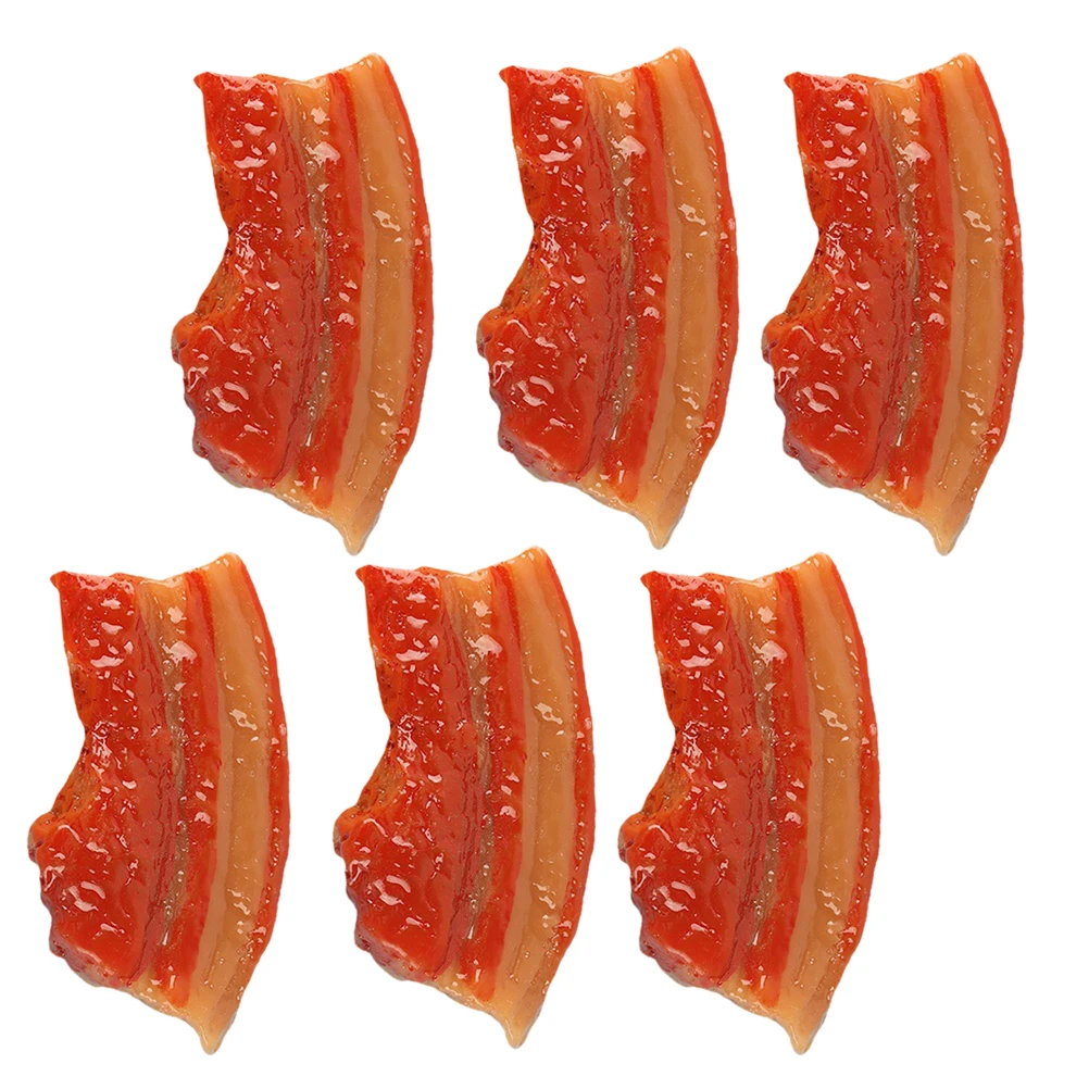 

6 Pcs Decorate Simulated Pork Belly Meat Play Decoration Food Toy Resin Simulation