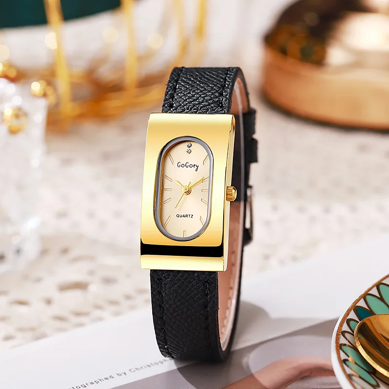 새로운 브랜드 여성 시계 패션 직사각형 다이얼 쿼츠 시계 간단한 가죽 스트랩 럭셔리 숙녀 선물 손목 시계 Dropshipping