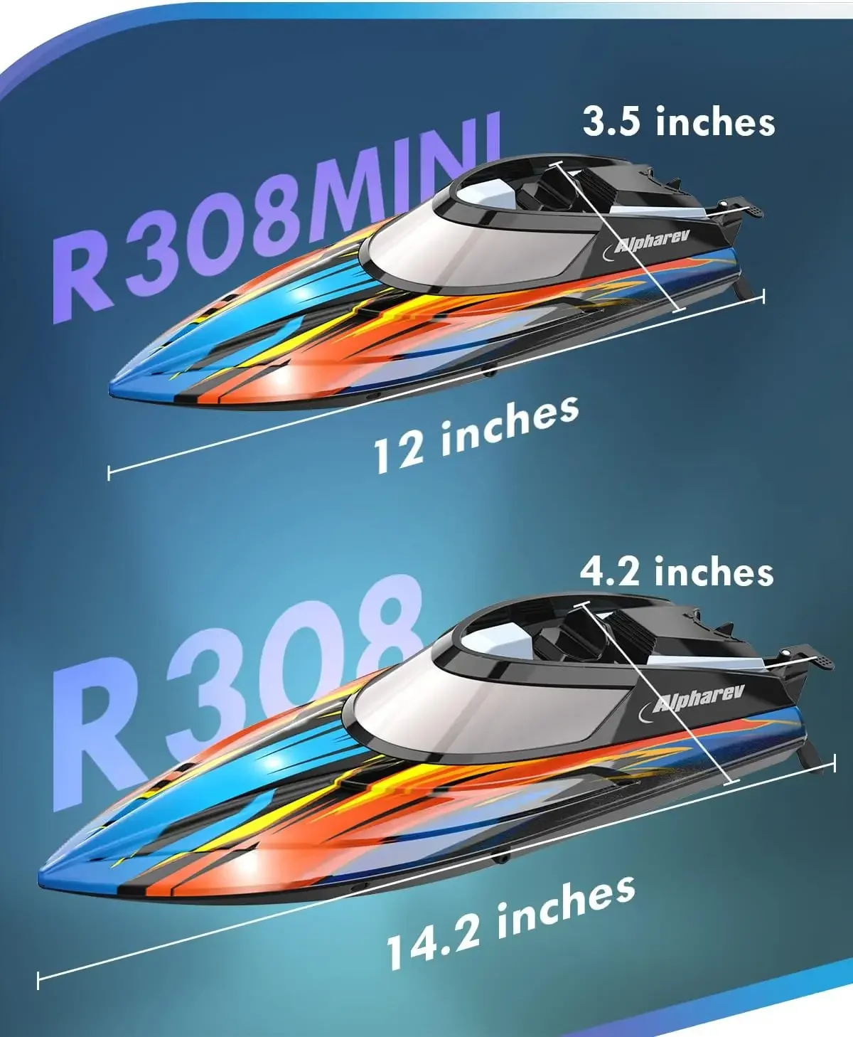 RC Boat with Case R308MINI 2 Packs 20+ MPH Remote Control Boat for Pools and Lakes, 2.4 GHZ RC Boats for Adults and Kid