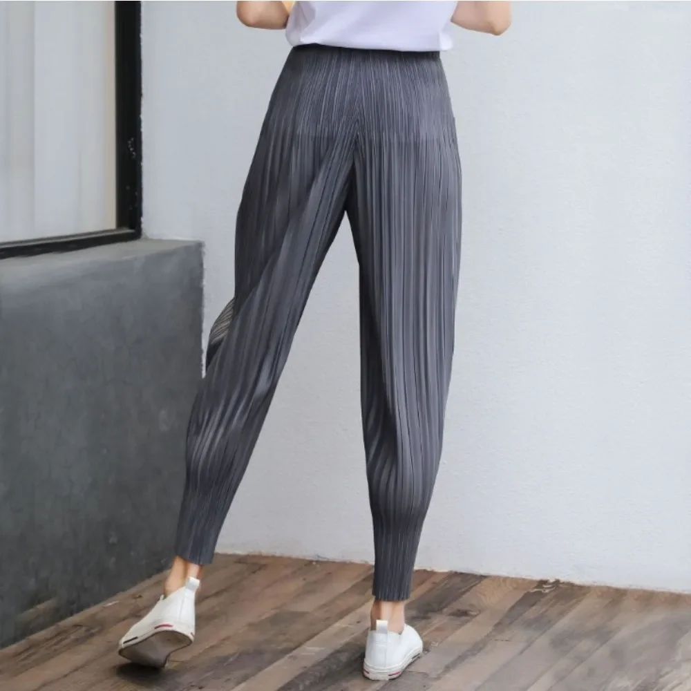 Pleats Pleated Small Leg Pants Casual Temperament Large Size Simple Women\'s Radish Women\'s Spring Summer Thin Pants Plus Size