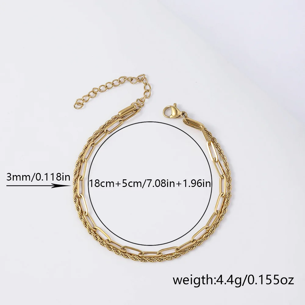 Mehrschichtiges Titanstahl-Kettenarmband für Männer, Goldfarbenes Gedrehtes Edelstahlarmband, Party-Schmuckarmband für Frauen – Detail 5