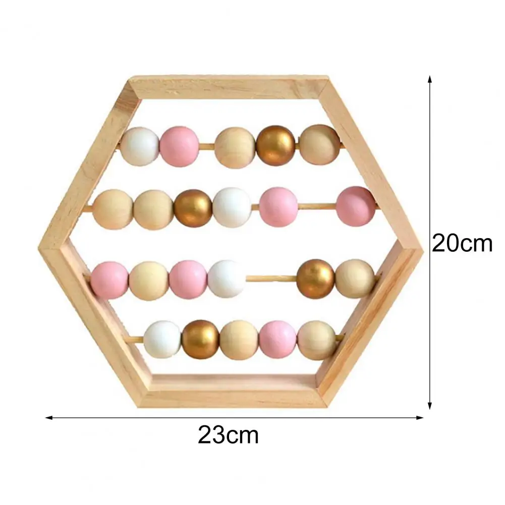 Wooden Abacus Interactive Hexagon Shape Multi-color Beads Preschool Learning Abacus Toy for Children