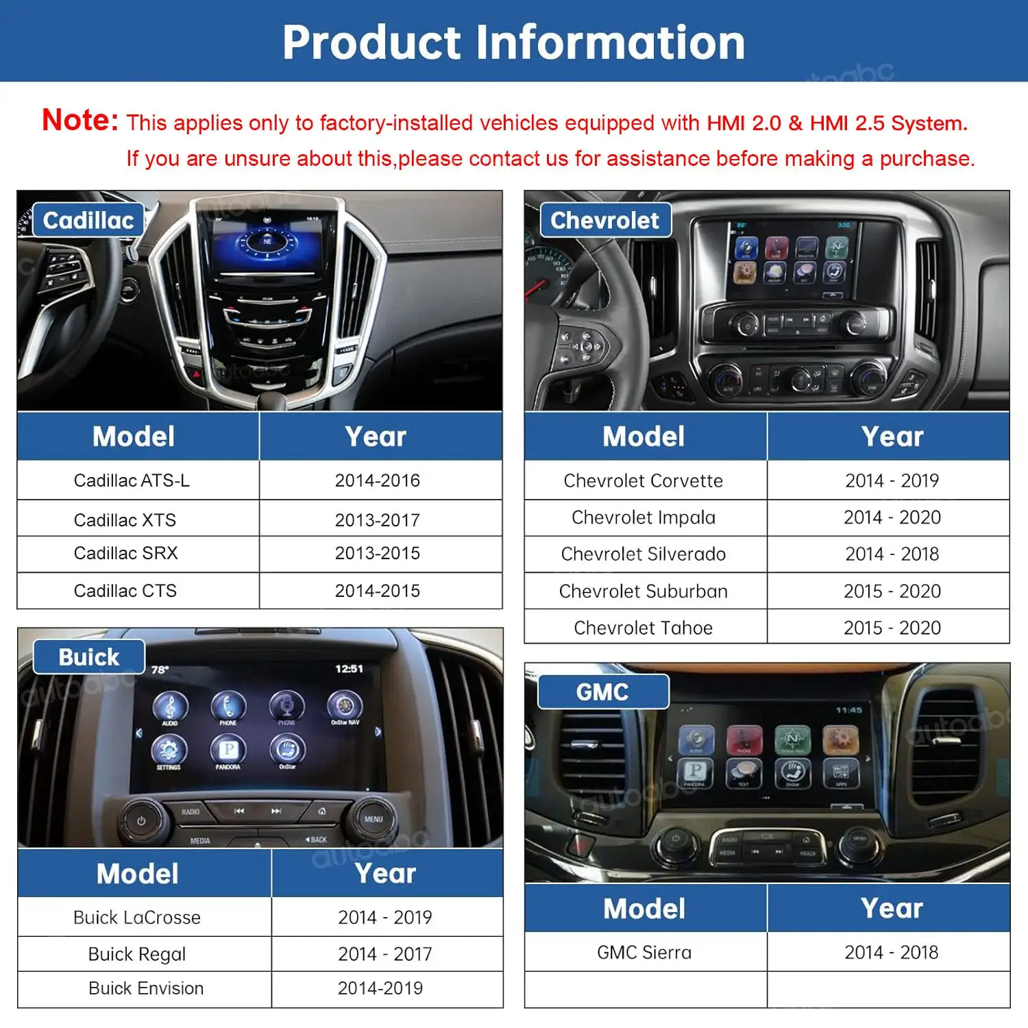 Autoabc Wireless CarPlay Android Auto Mirror Retrofit Kit Decoderfor Opel/Buick/Cadillac Built-in WiFi Airplay MirrorLink