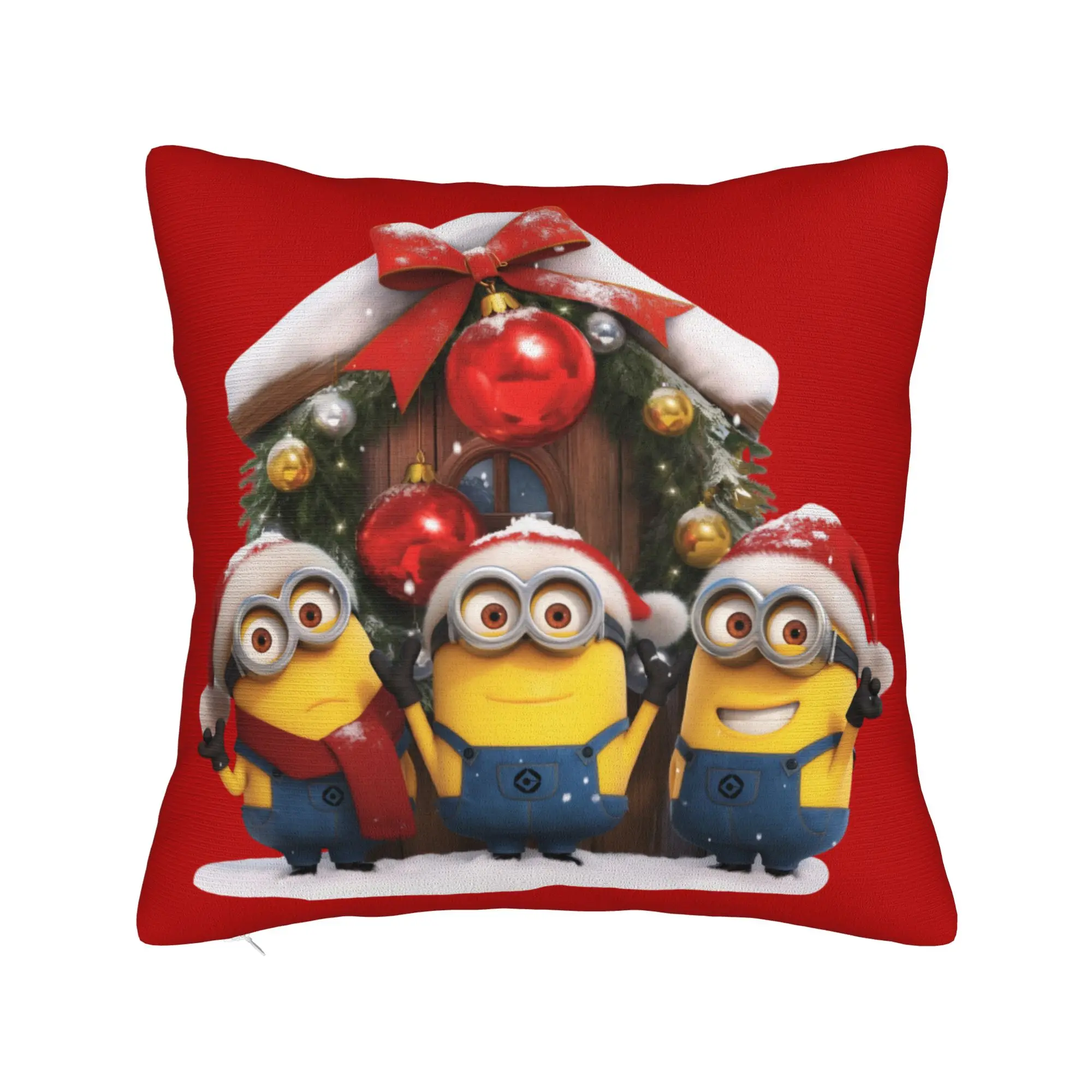 Cartoon M-Minions Christmas Pillowcase Printed Polyester Cushion Cover Decor  Throw Pillow Case Cover Living Room Square 45*45cm