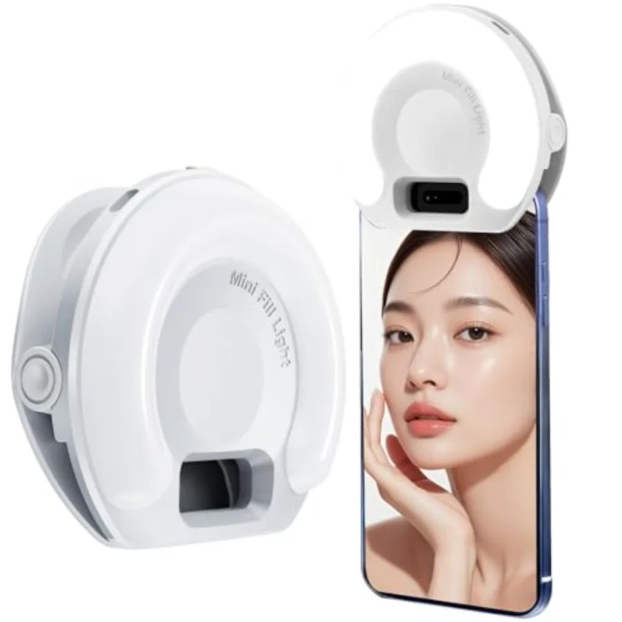 Aro de luz portátil para teléfono con 3 modos de color, luz LED con clip para selfies, luz para iPhone y cámara web, clip de luz ajustable para teléfono.