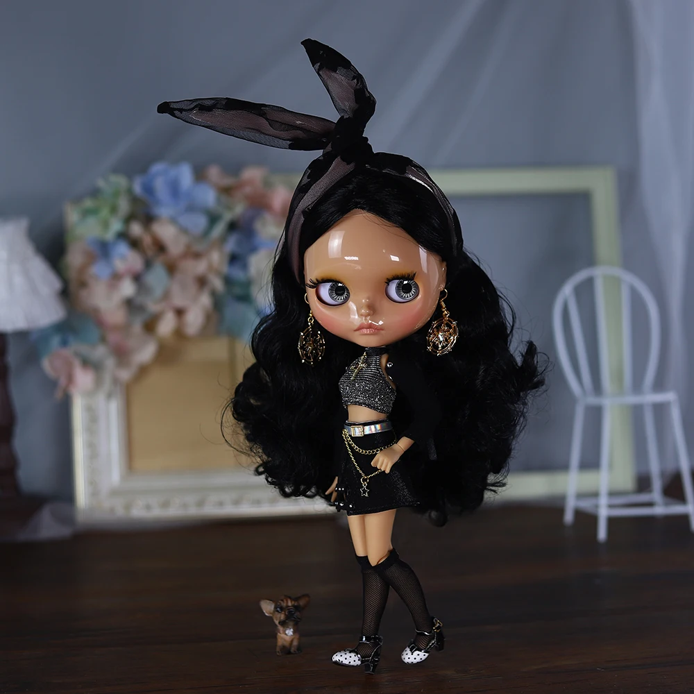 ICY DBS-Muñeca Blyth, piel bronceada, cara brillante, labios, disfraz de Cosplay, vestido de 30CM, muñeca BJD, regalo de Festival para niña, regalo de cumpleaños