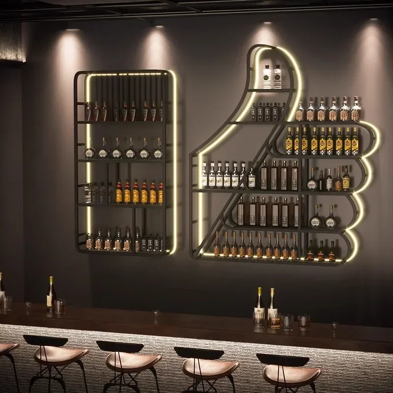

-Industrial Style Wine Rack Bar Bar Wrought Iron Wine Rack Wall Mounted Wine Cabinet Shelf Glowing Creativity