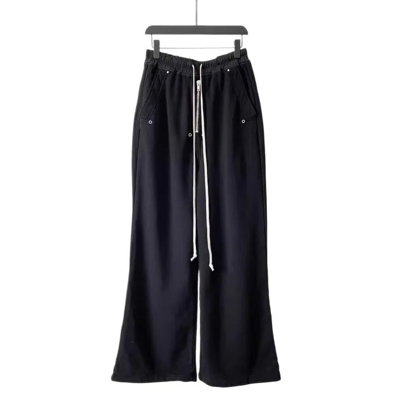 High Street RO Style Cotton Pants Men's Loose and Casual Versatile Wide Leg Mop Drawstring Sweatpants Women Clothing