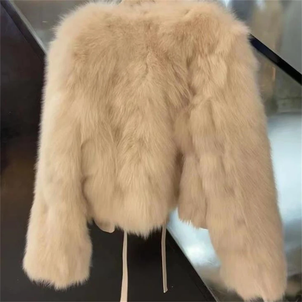 2024 New Women Winter Fur Coat Haining Imitation Fox Fur Jackets Women'S Warm Thick Fox Fur Outerwear Autumn Winter Winter Faux