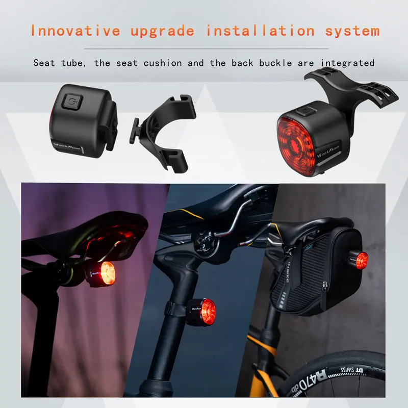 New Bicycle Smart Brake Tail Light USB Rechargeable IP66 Waterproof LED Warning Rear Lamp MTB Road Bike Auto Brake Sensing Light