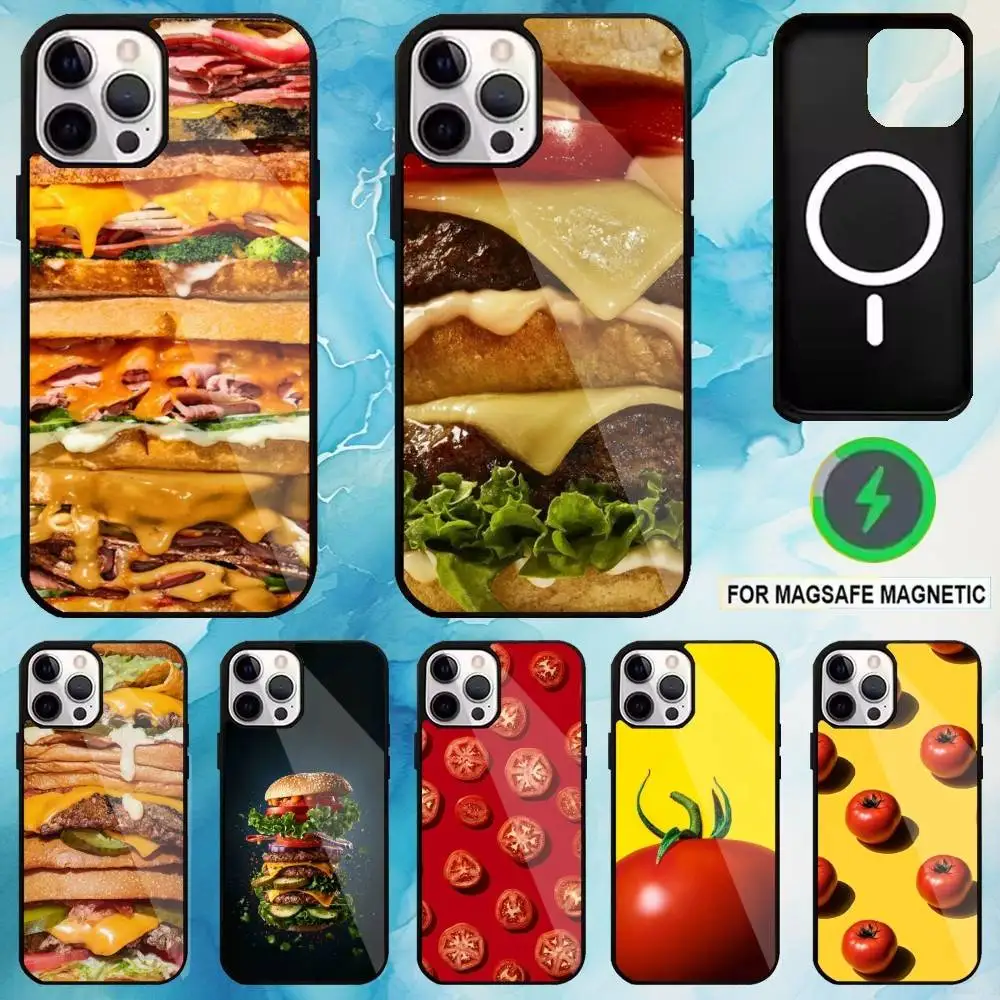 

Hamburger Set Meal Phone Case For iPhone17,16,15,14,13,12,11 Plus,Pro Max Magnetic For Magsafe Wireless Charging