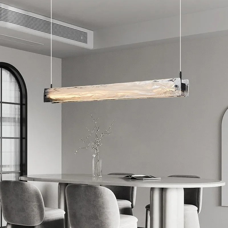 Modern Bar Straight Glass Led Pendant Lights Liner Dimmable Hanging Lamp Dining Room Lustre Luminarias Suspend Lamp Fixtures