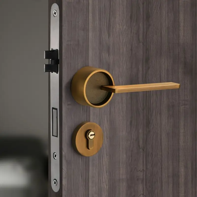 Solid Wood Split Magnetic Silent Door Lock Universal Interior Door Handle For Bedroom Household Room
