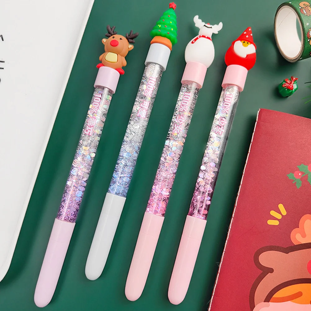 Bolígrafos de Gel con purpurina, suministros de papelería creativos de 0,5 Mm, bolígrafos de escritura con tema navideño para niños, estudiantes, escuela, dibujo de oficina, 8 Uds.