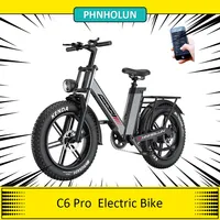 PHNHOLUN C6 Pro Electric Bike 1000W Motor 48V 17Ah Movable Battery 20*4.0 Fat Tires Adult E-bikes 60km/h Max Speed  80km Range