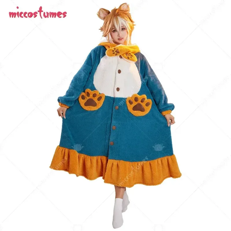 

Miccostumes's-8 Women's Gorou Derivative Fleece Hooded Robes Loungewear Kawaii Dog Cozy Winter Dress