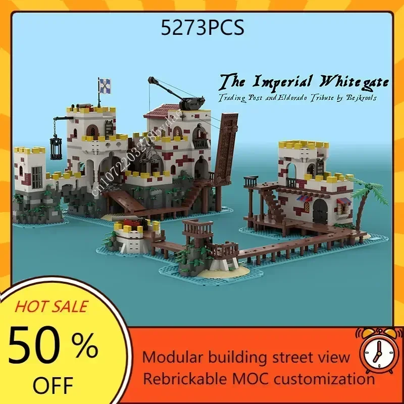 Pirate Trading Station Modular MOC Custom Street View Model Creative Architecture DIY Assembly Educational Building Toy Gift