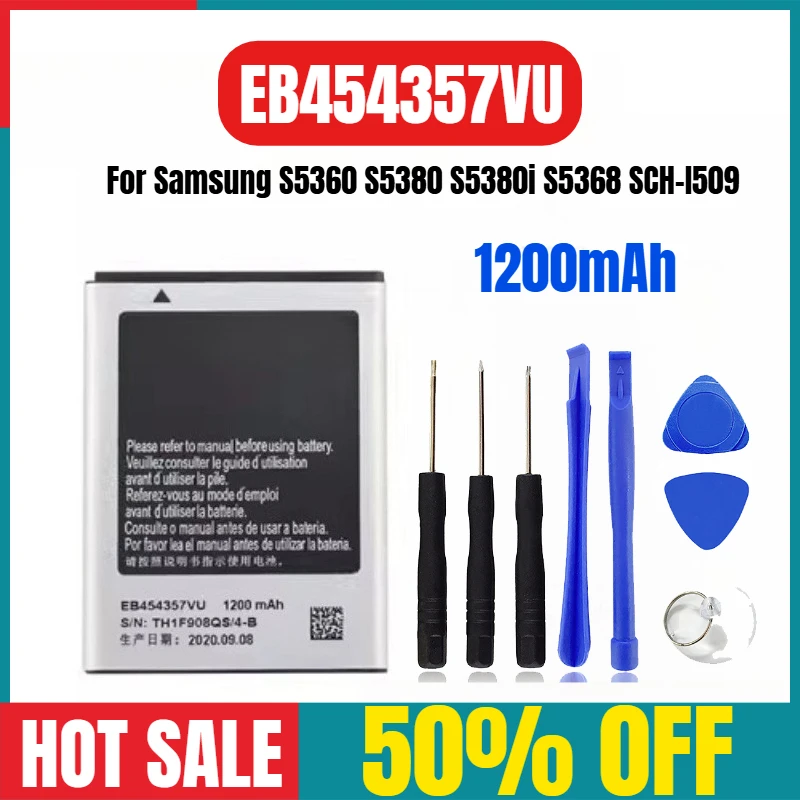 

1200mAh for Samsung S5360 S5380 S5380i S5368 SCH-I509 EB454357VU Mobile Phone Batteries
