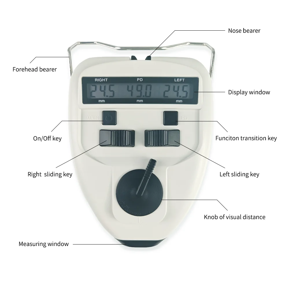 Auto Eye PD Meter Pupilo Optical Digital Pupilometer LED Target Lamp Inside Distance Meter 0.1mm Accuracy PD-32AT