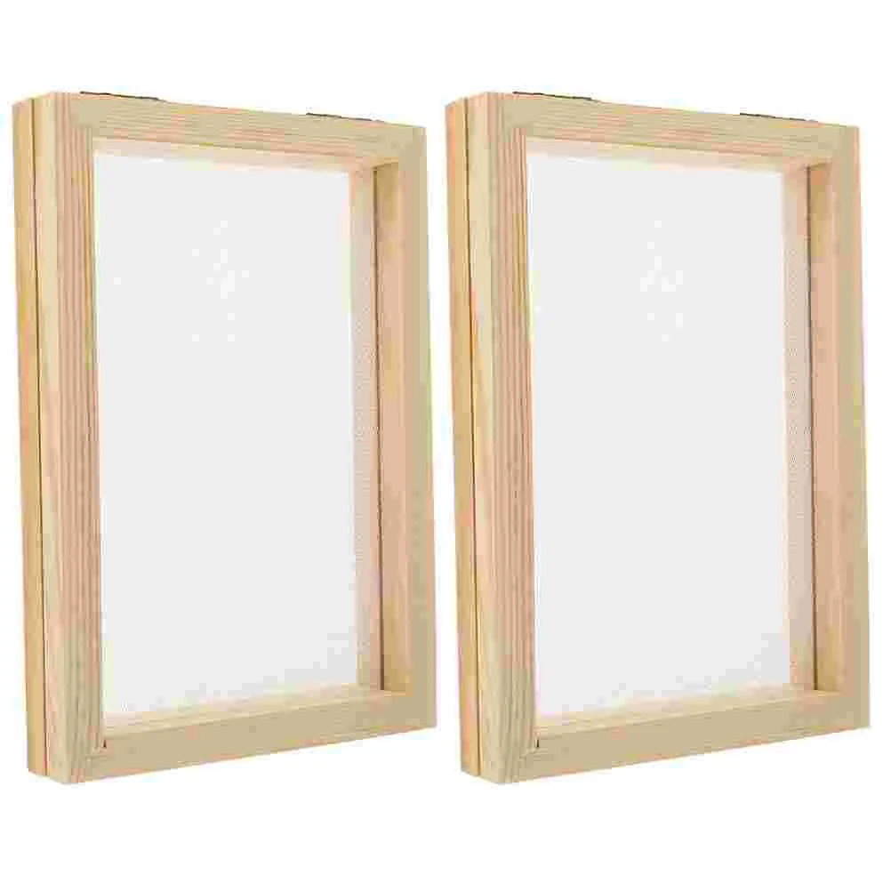 

2 Pcs Mold And Deckle For Paper Making Frame DIY Crafting Handicraft Wooden Screen Package Making Kit Picture Brads for Crafts
