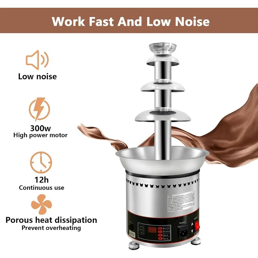 Commercial Chocolate Fountain Machine for Parties Weddings and Parties 4 Tier Chocolate Fountain Machine for Melts Cheese