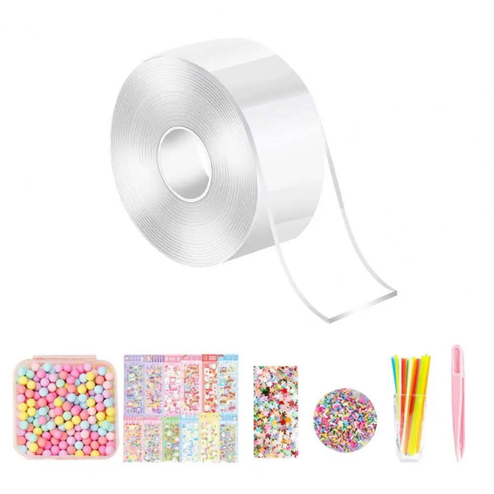 1 مجموعة نانو الشريط لزجة الكرة الشريط DIY بها بنفسك الحرفية تهب فقاعات الشريط مع اللون فو اللؤلؤ الملقط القش الحيوانات الأليفة نانو الغراء العجن لعبة