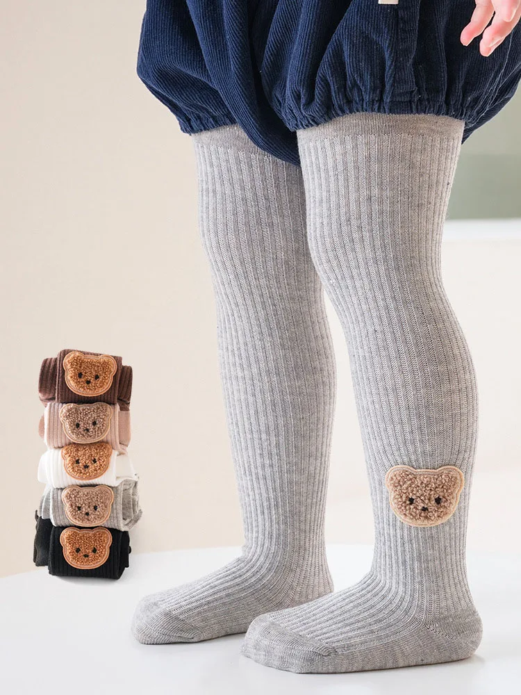 Cute Bear Baby collant ricamo Warm Cotton Girls Leggigns Baby collant bambini bambini collant calzini 1-10 anni