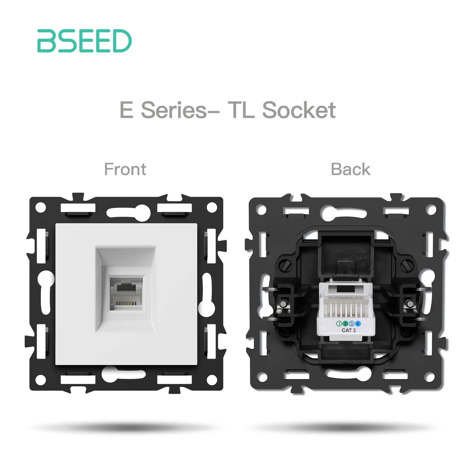 Bseed E-Serie 86mm DIY-Module EU FR Typ-C USB-Buchse Dimmer Geschwindigkeitsregler Vorhangschalter ST TV RJ56 CAT6 Kabelausgang Lochteil