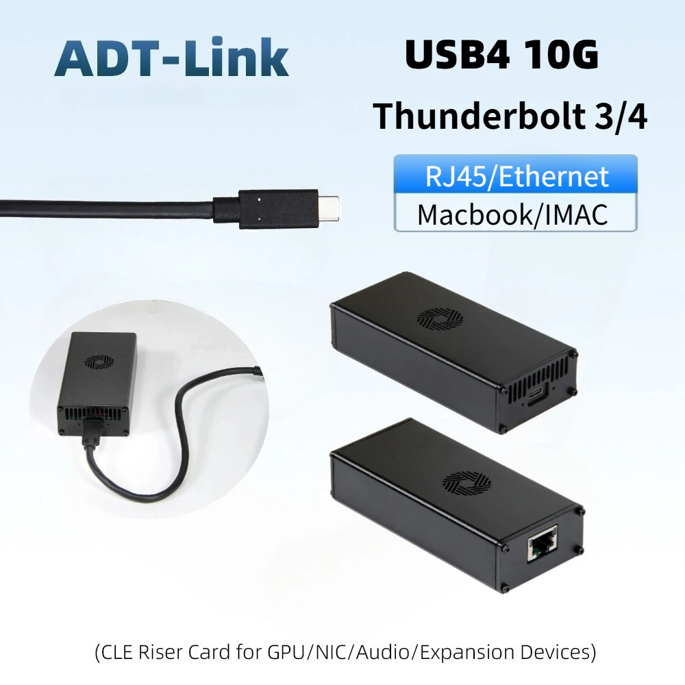 USB4 Network Card USB C to 10GbE Ethernet Metal Adapter Compatible Thunderbolt 3/4 One-Port RJ45 Ethernet for Laptops MacBook PC